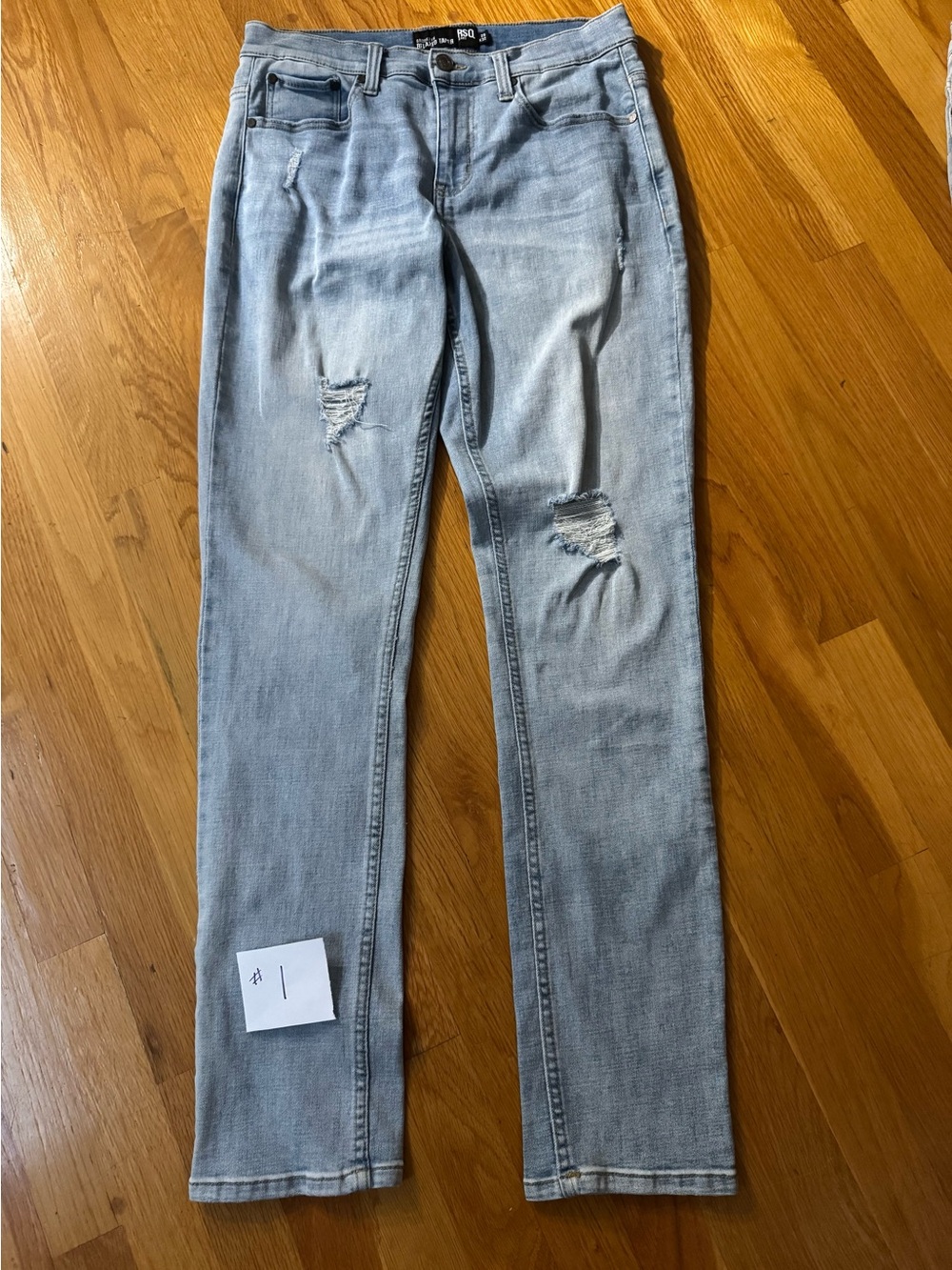 RSQ Light Blue Distressed Straight-Leg Jeans